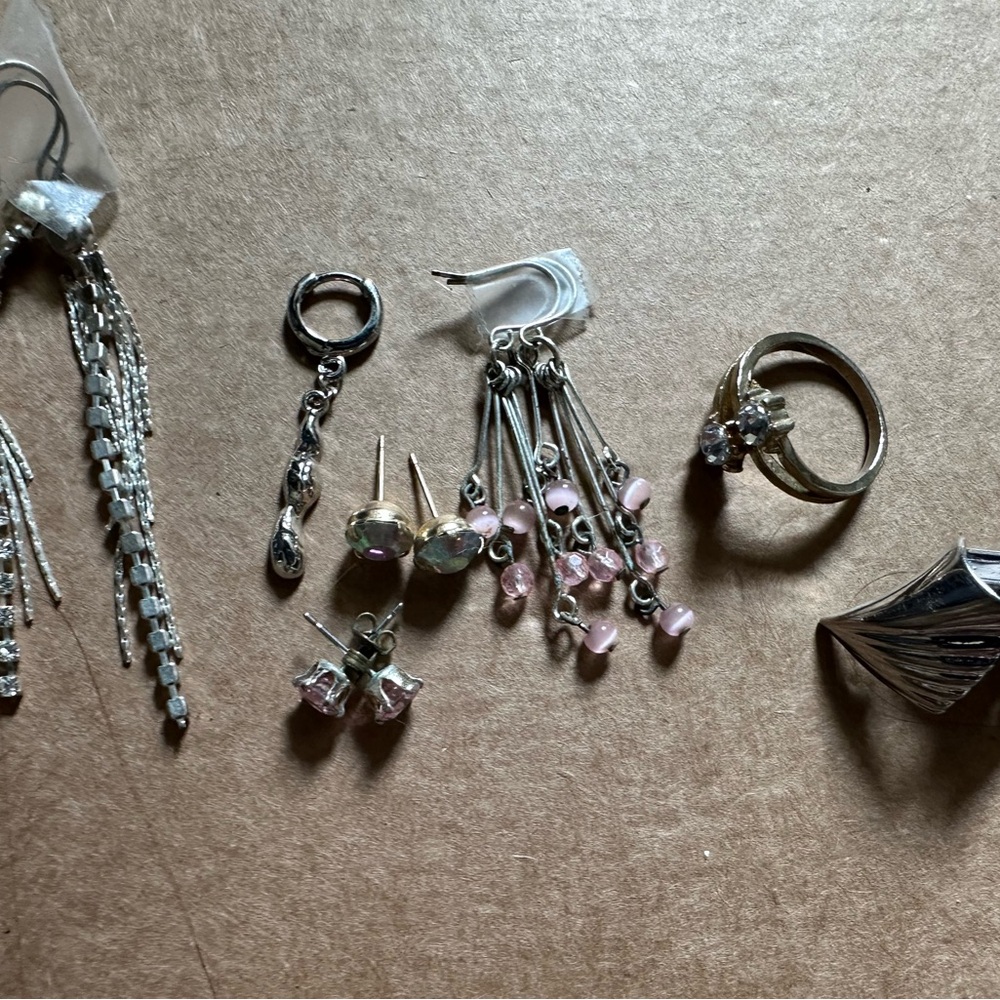 Silver and Pink Jewelry Set